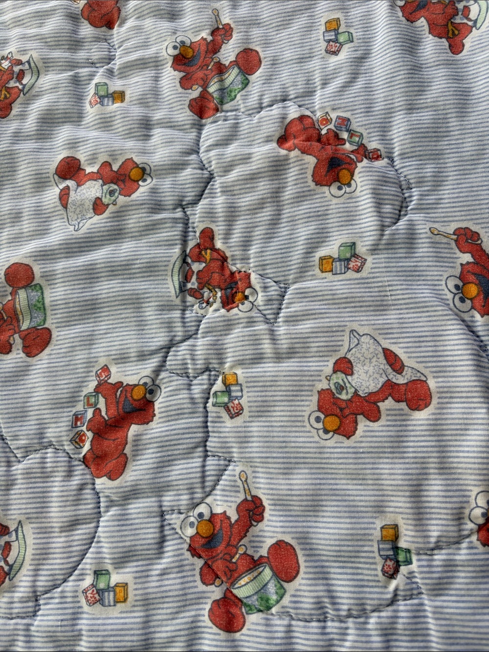 Vintage 90s Sesame Street Elmo Plush Rocking Horse Drum Toy Nursery Crib Blanket - Picture 3 of 10